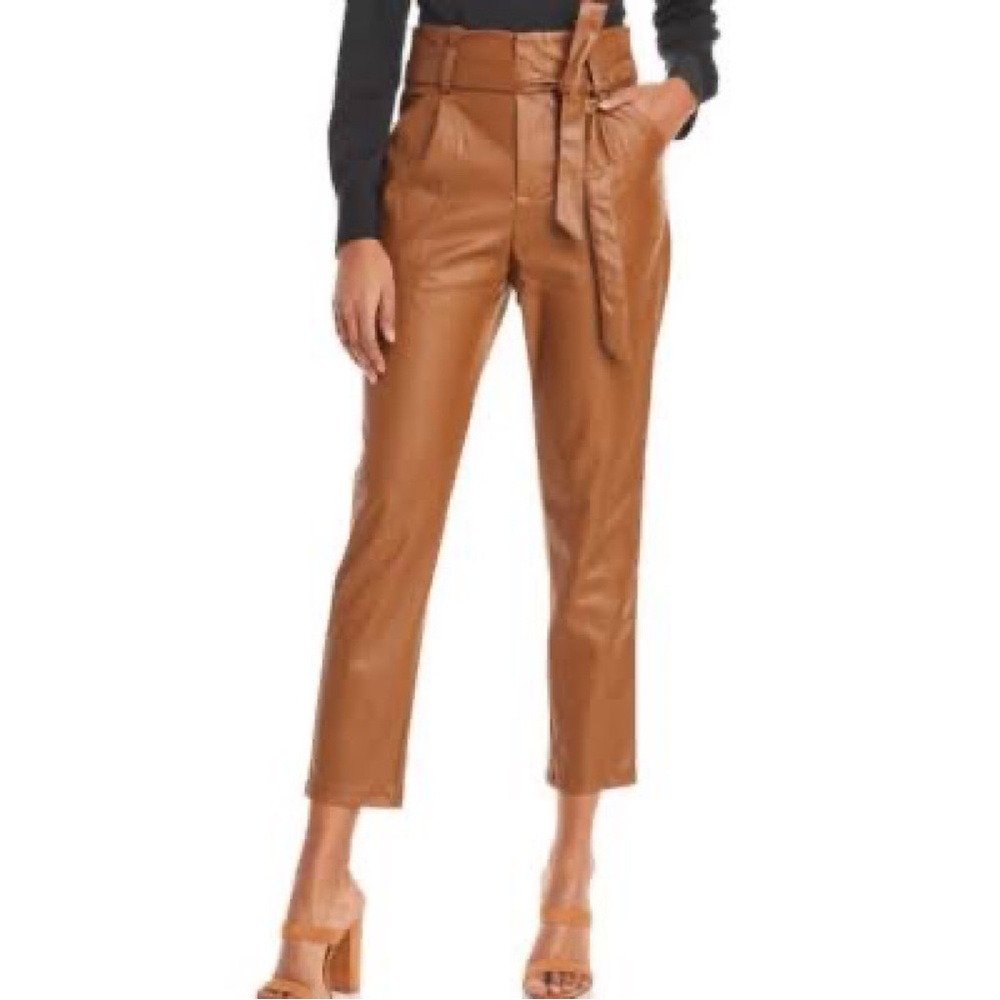 Lucy Paris
Faux Leather Paperbag-Waist Pants Brown SMALL